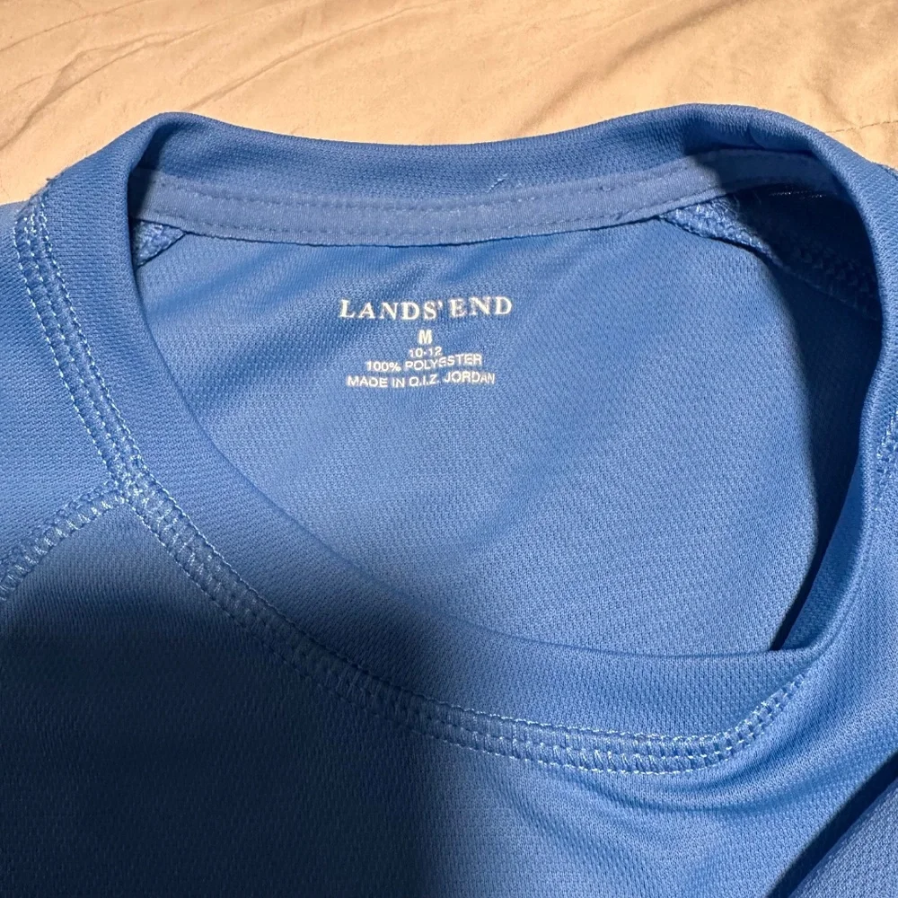Lands End Summer Sun Shirt‎ Blue 10-12 Medium
